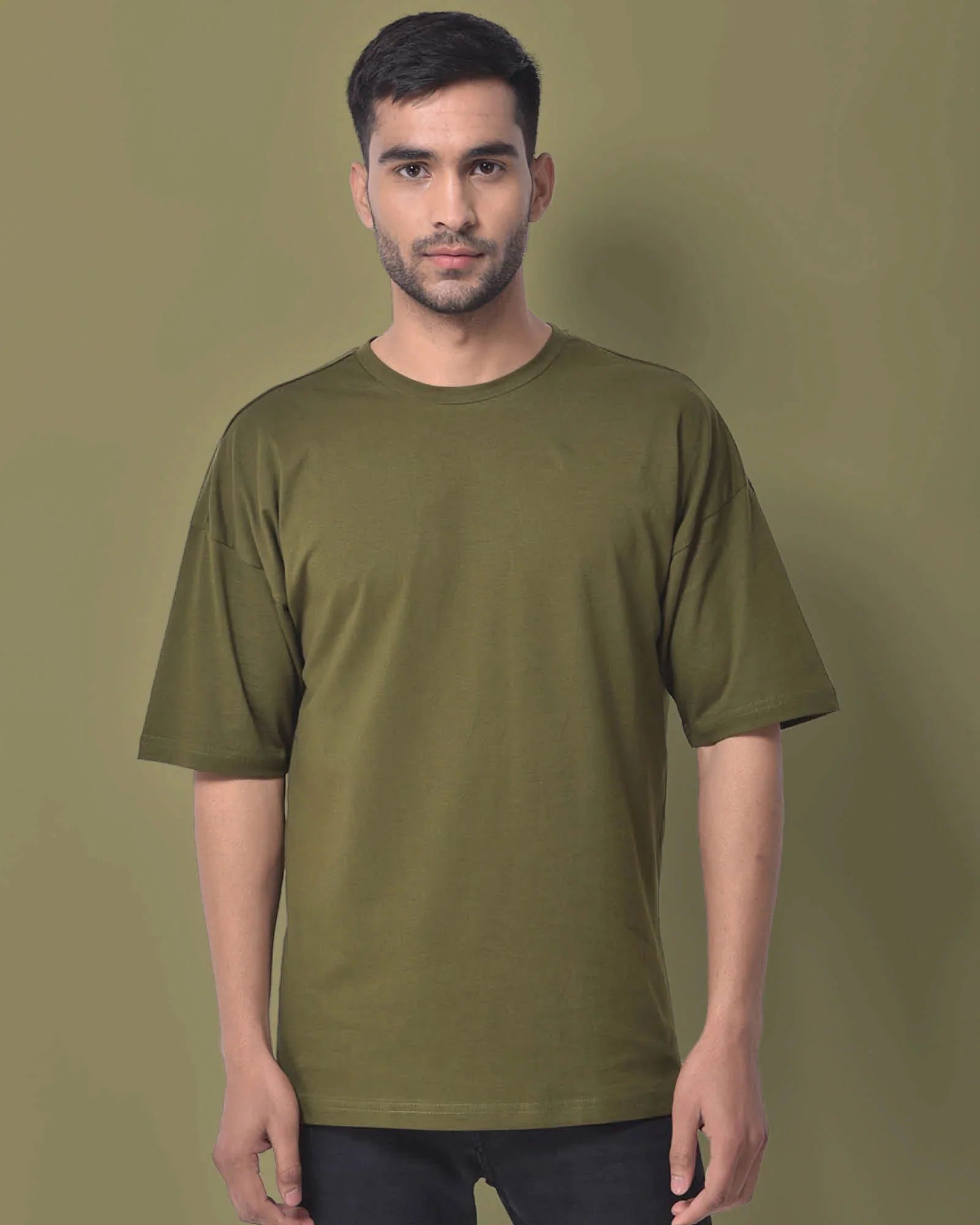 Olive Green Drop Shoulder Oversize T-Shirt