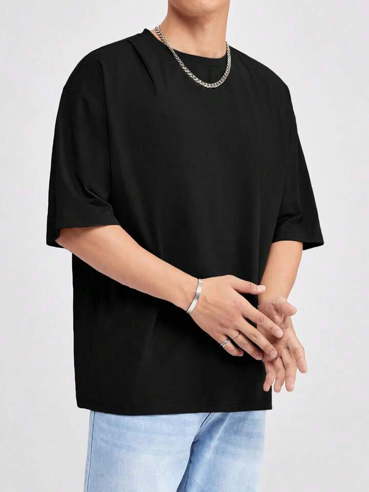 Black Drop Shoulder Oversize T-Shirt