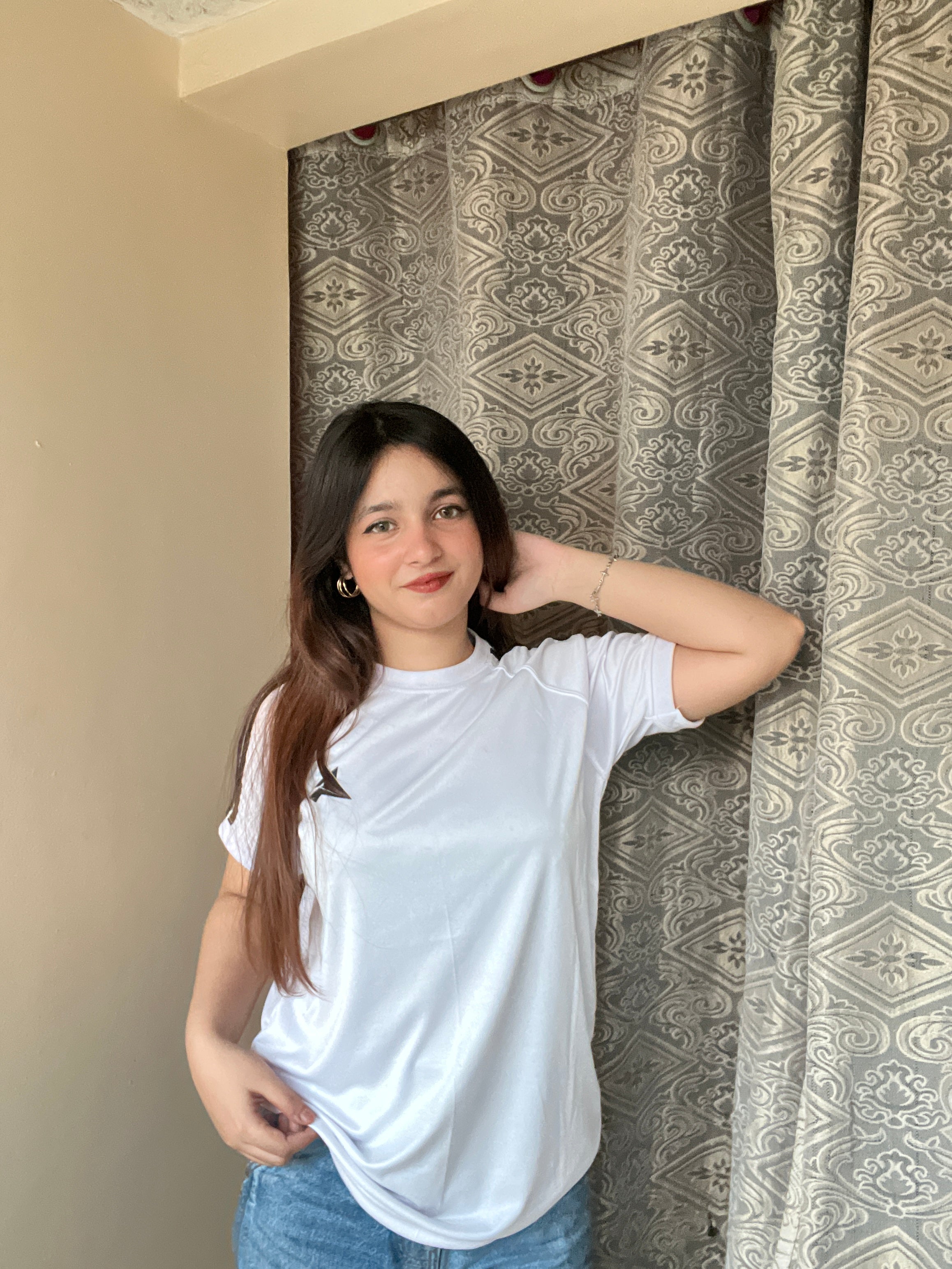 White Tri-liner Premium Quality Dri-fit T-shirt (Unisex)