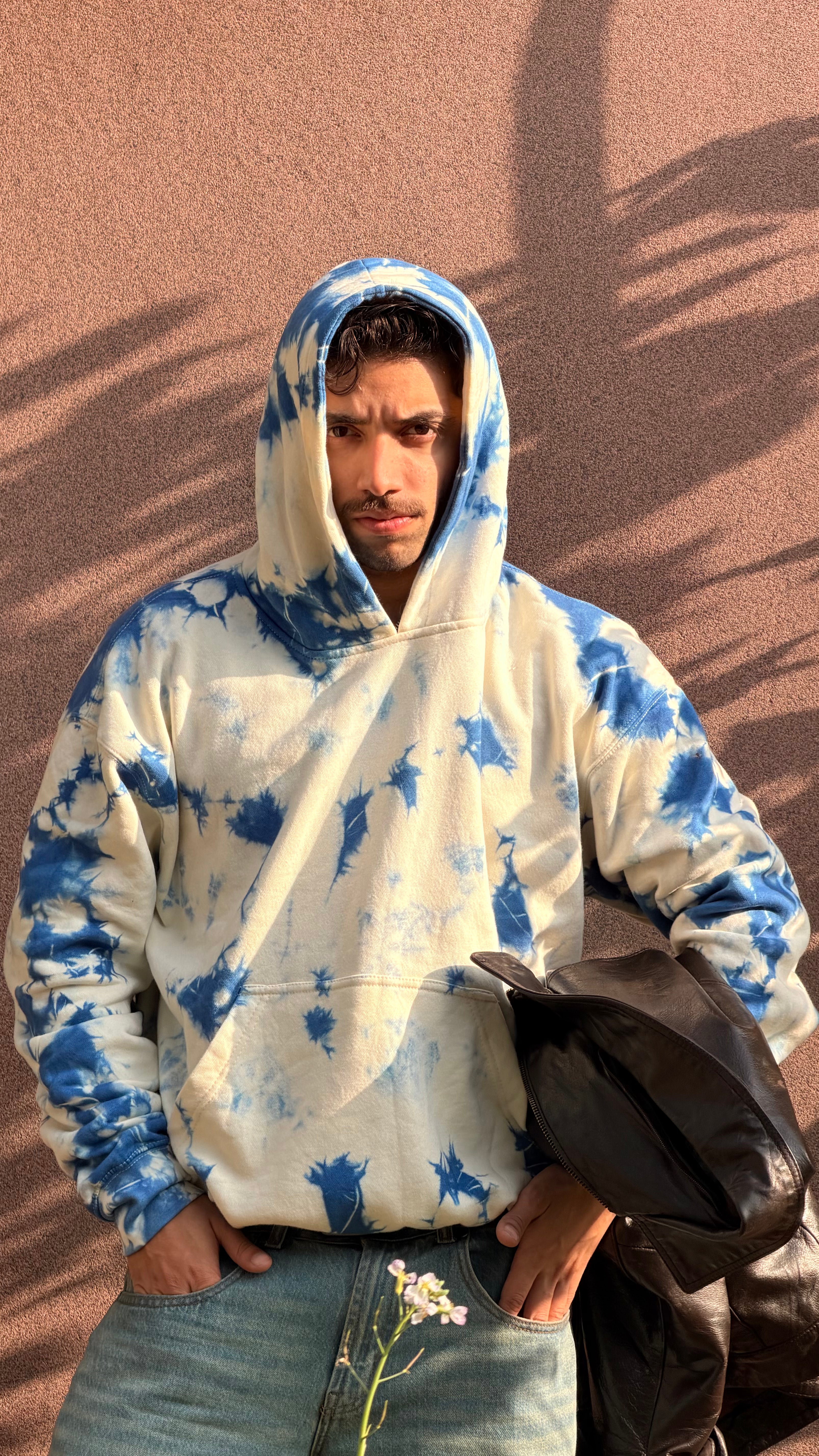 White Pattern Oversize Hoodie