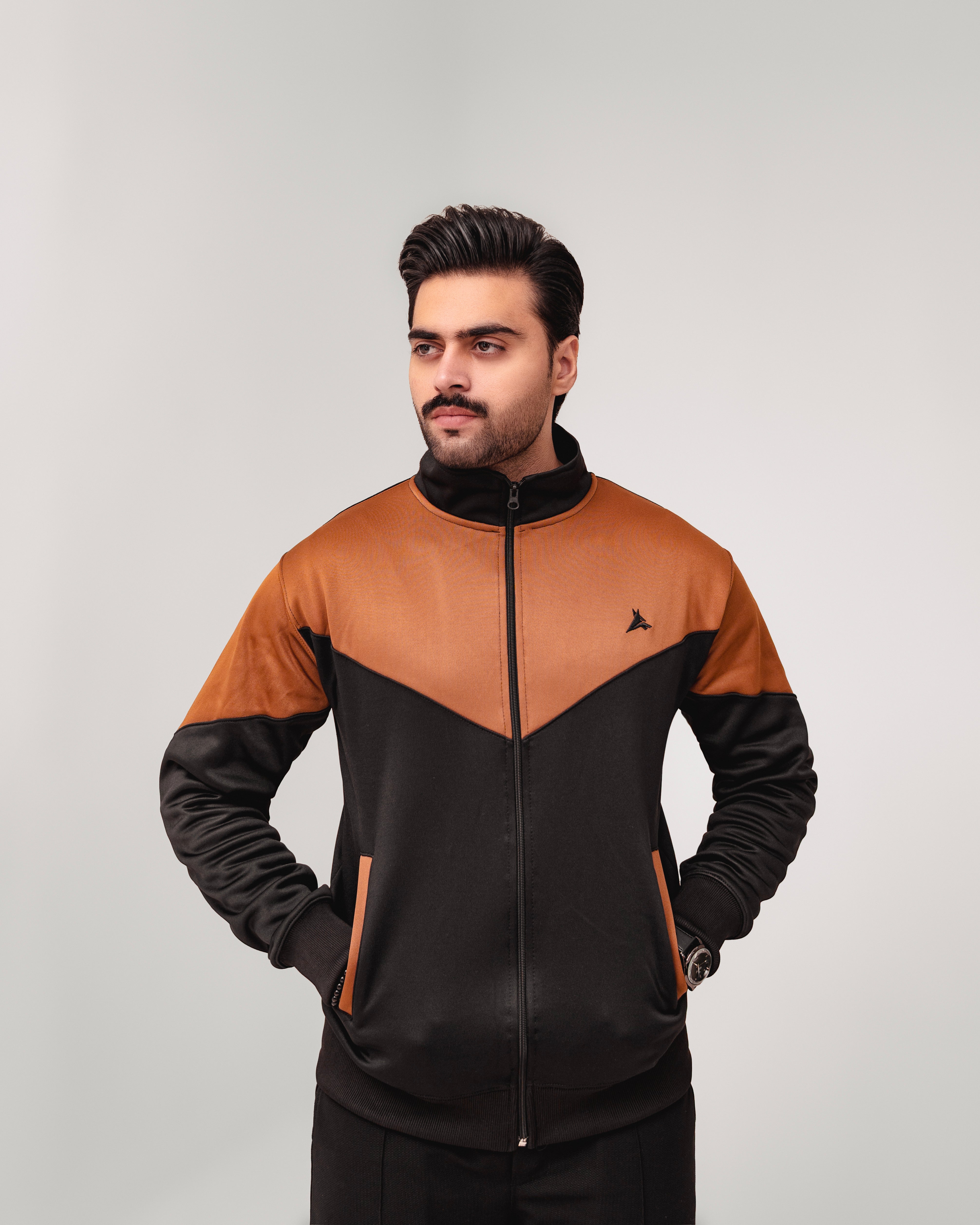 Brown & Black Premium Quality Fleece Zipper Jacket (unisex)