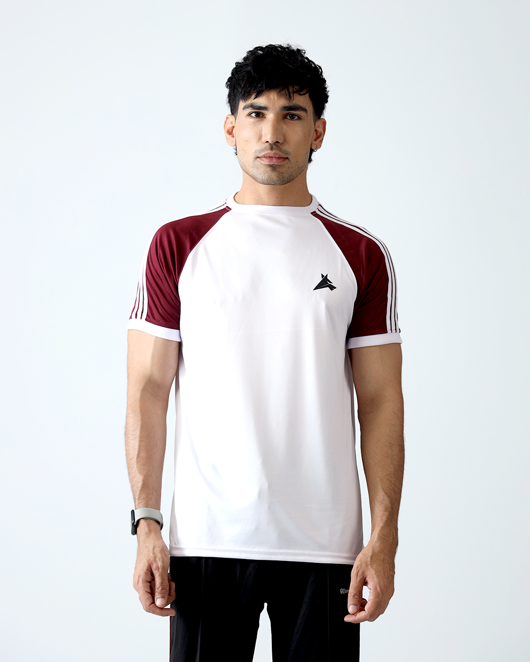 Maroon & White Tri-liner Premium Quality Dri-fit T-shirt (Unisex)