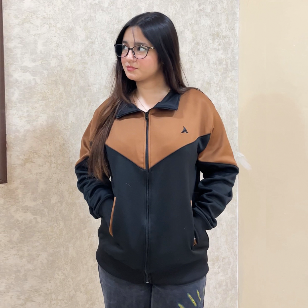 Brown & Black Premium Quality Fleece Zipper Jacket (unisex)