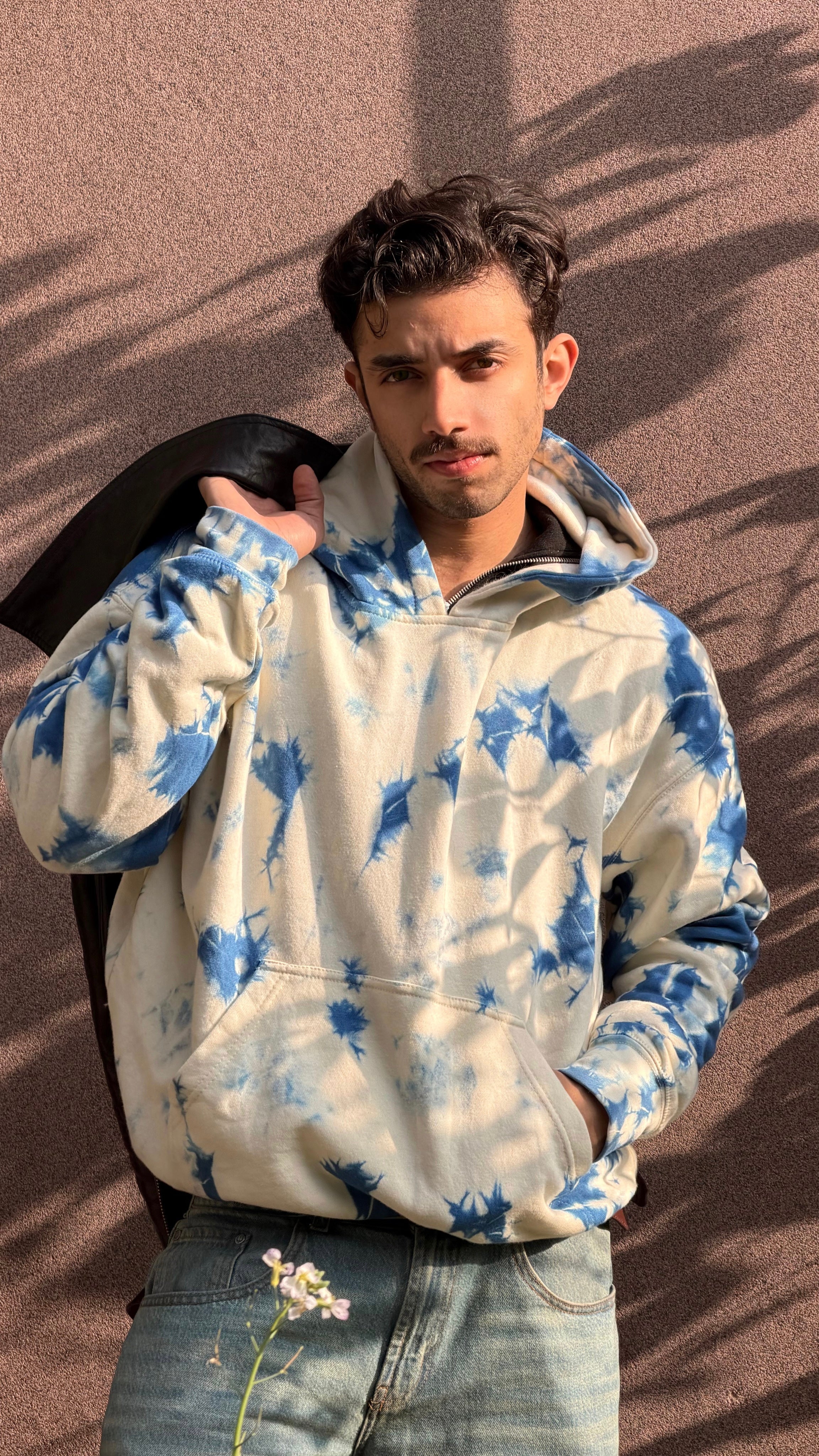 White Pattern Oversize Hoodie