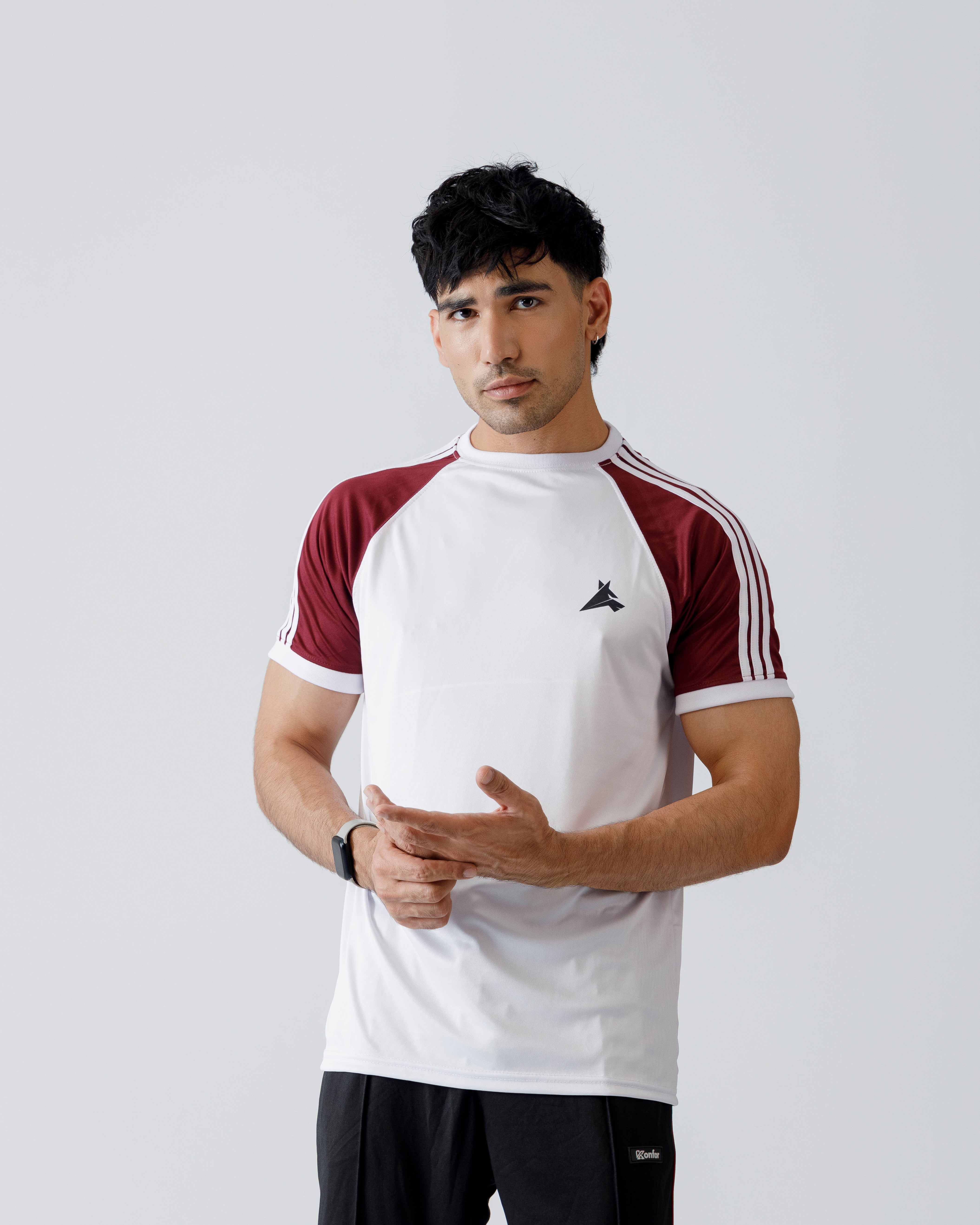Maroon & White Tri-liner Premium Quality Dri-fit T-shirt (Unisex)